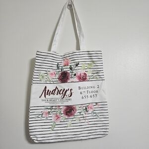 Audrey's Your Heart's Delight Floral Striped Canvas Tote